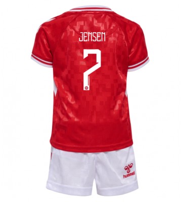 Dinamarca Mathias Jensen #7 Primera Equipación Niños Eurocopa 2024 Manga Corta (+ Pantalones cortos)